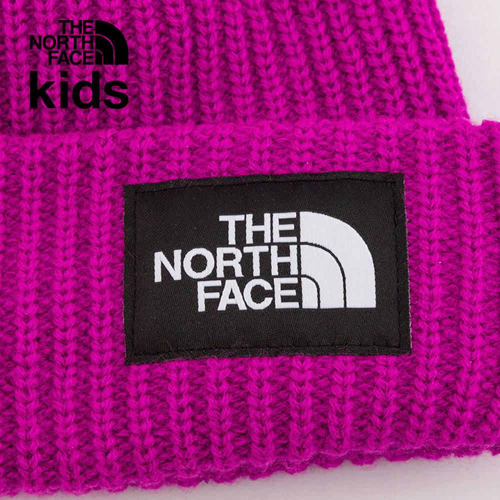 The North Face北面兒童紫色舒適保暖LOGO布標毛帽｜7WG81I7