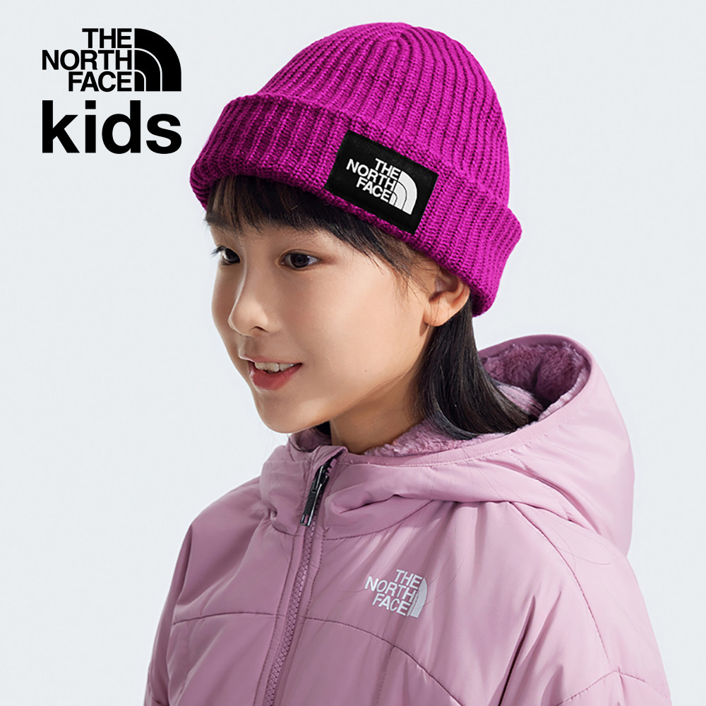The North Face北面兒童紫色舒適保暖LOGO布標毛帽｜7WG81I7