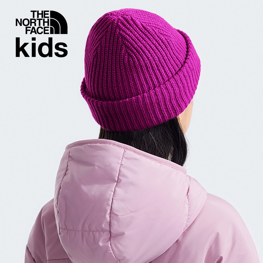 The North Face北面兒童紫色舒適保暖LOGO布標毛帽｜7WG81I7
