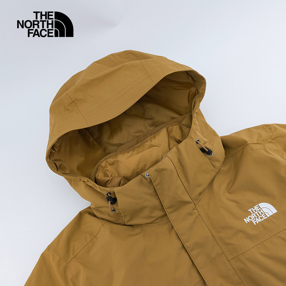 The North Face北面男款棕色防水透氣保暖連帽羽絨內裡三合一外套｜81QS173