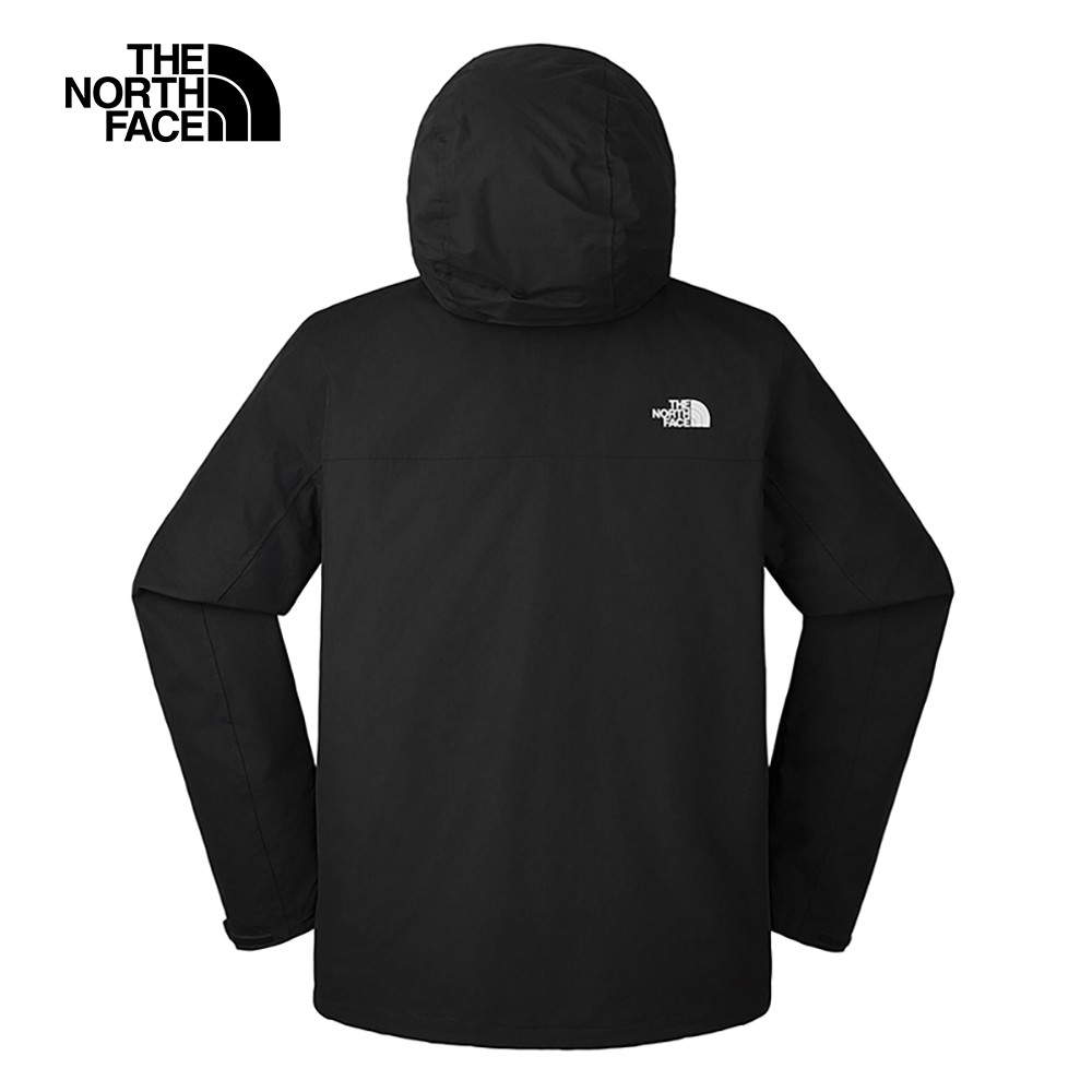 The North Face北面男款黑色防水透氣保暖連帽羽絨內裡三合一外套｜81QSJK3