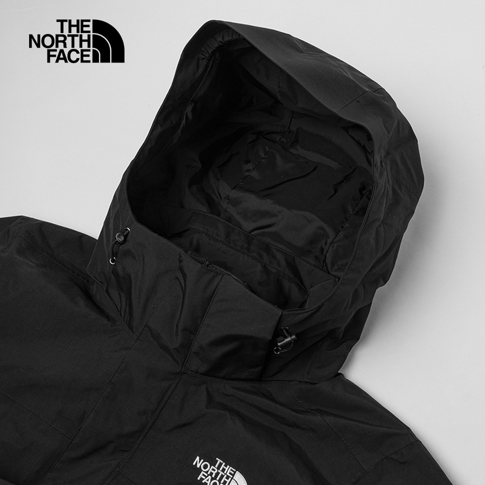The North Face北面男款黑色防水透氣保暖連帽羽絨內裡三合一外套｜81QSJK3