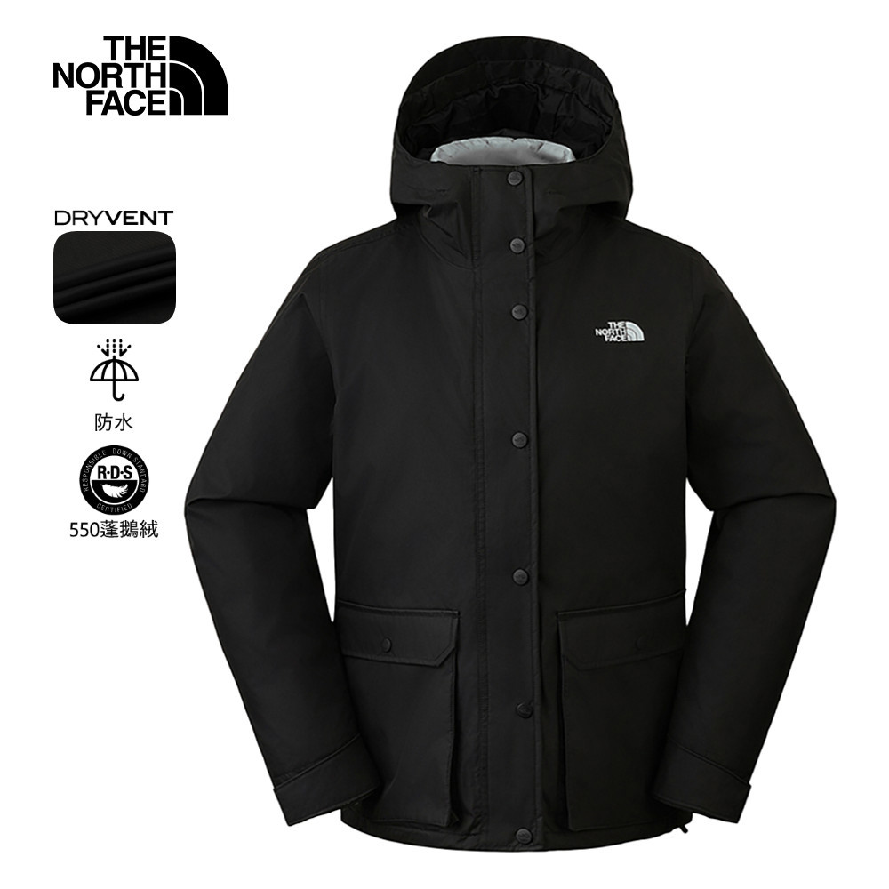 【10/27 00點限時搶購】The North Face北面女款黑色防水透氣保暖連帽羽絨內