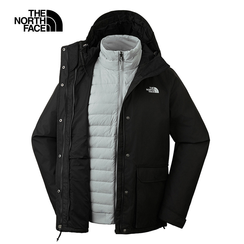 【10/27 00點限時搶購】The North Face北面女款黑色防水透氣保暖連帽羽絨內裡三合一外套｜88RW7O1