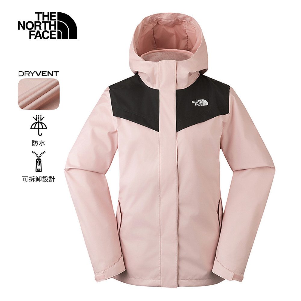 【10/27 12點限時搶購】The North Face北面女款粉紅色防水透氣保暖連帽抓絨