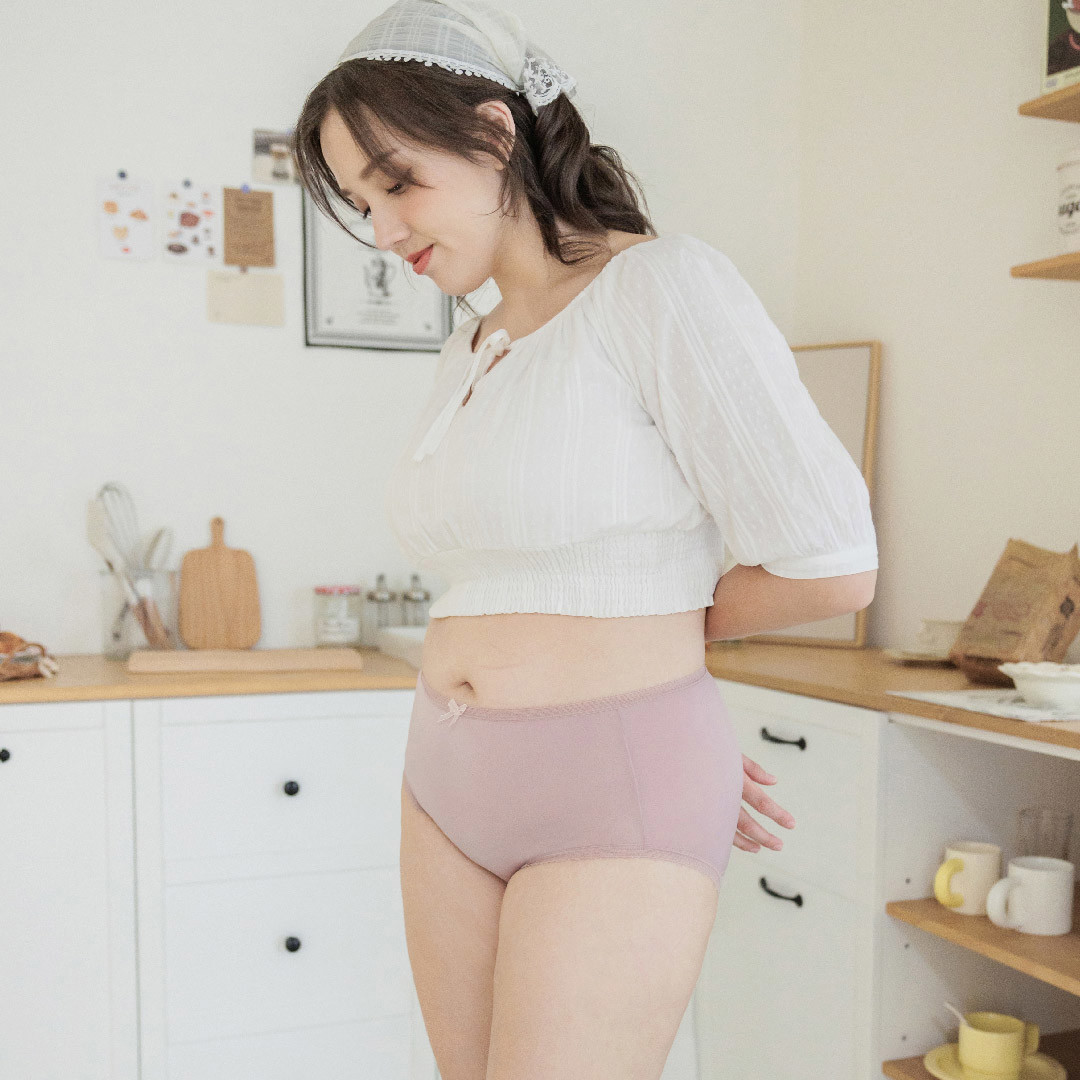 XL-XXXL 膠原蛋白牛奶肌/舒適簡約．高腰涼感透氣內褲 #31311（木槿粉）