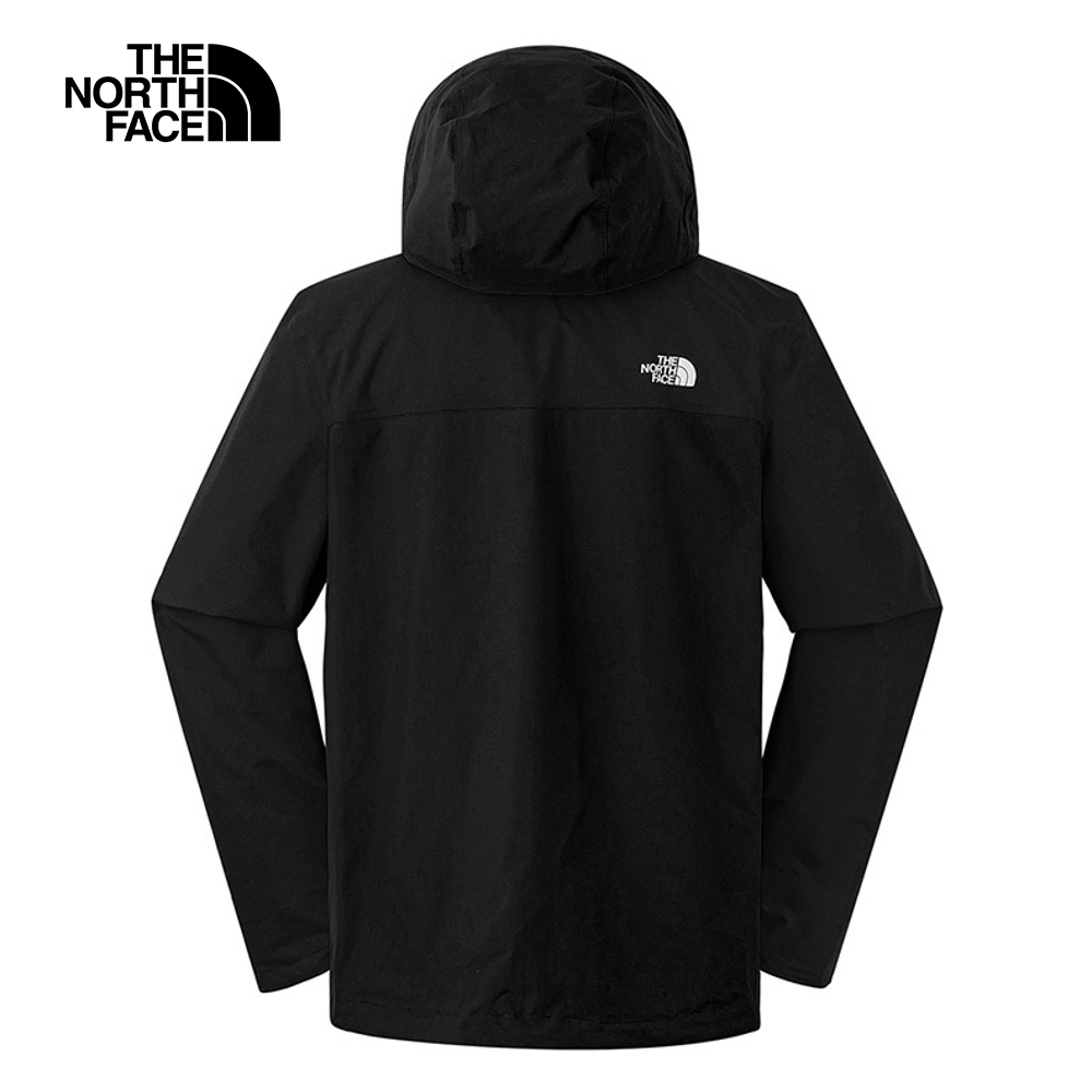 【10/24 00點週末限定】The North Face北面男款黑色防水透氣可調節可收納連帽抓絨內裡三合一外套｜8DNJKX7