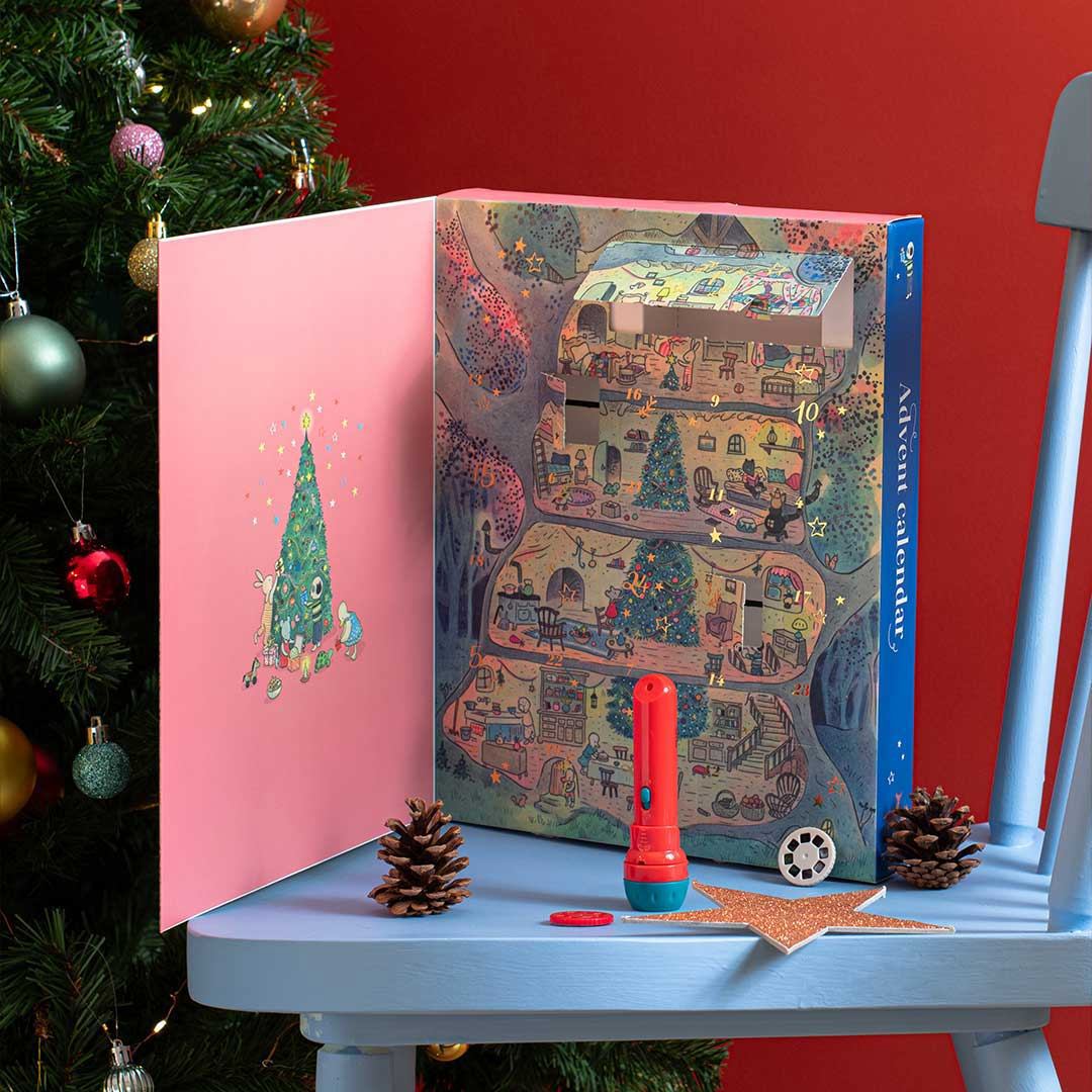 法國 Moulin Roty 歡樂家庭聖誕倒數月曆投影手電筒