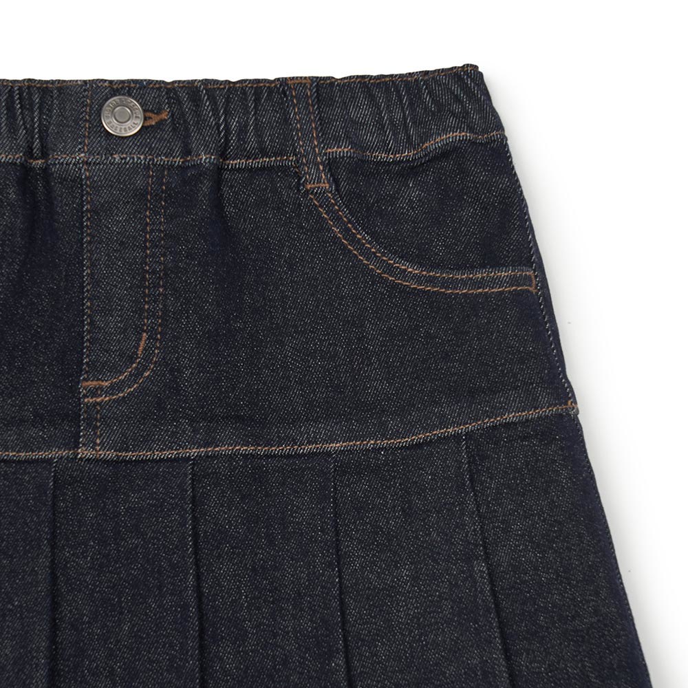 MLB KIDS 牛仔單寧短裙 百褶裙 童裝 Varsity系列 紐約洋基隊 (7FSKV0444-50NYS)