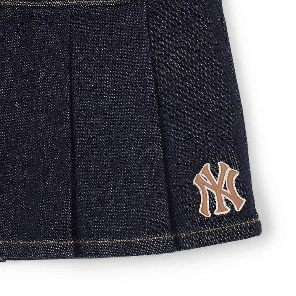 MLB KIDS 牛仔單寧短裙 百褶裙 童裝 Varsity系列 紐約洋基隊 (7FSKV0444-50NYS)