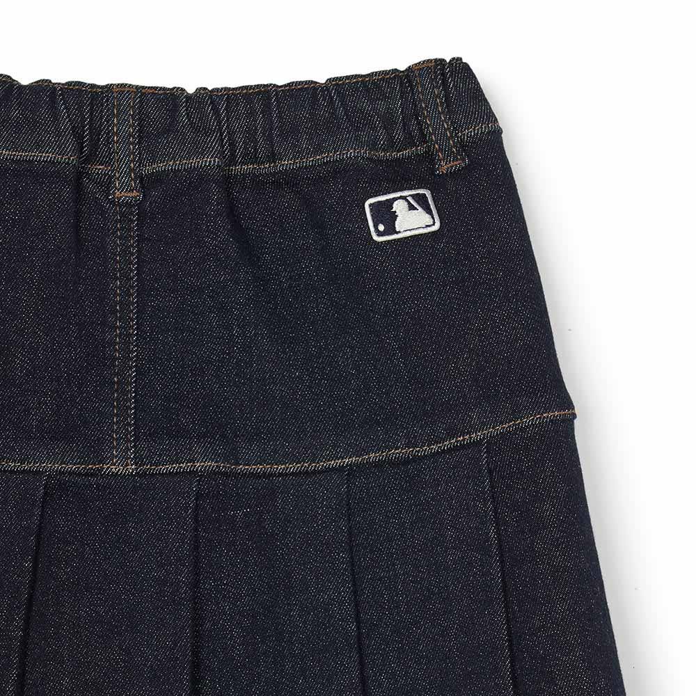 MLB KIDS 牛仔單寧短裙 百褶裙 童裝 Varsity系列 紐約洋基隊 (7FSKV0444-50NYS)