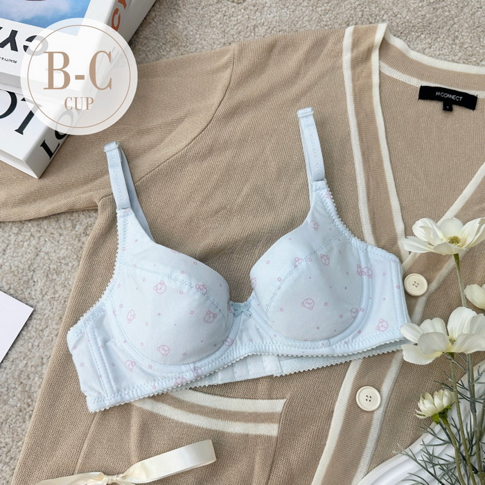 學生內衣【萌熊Q糖】透氣軟鋼圈少女內衣*B/C罩 (藍) #1920