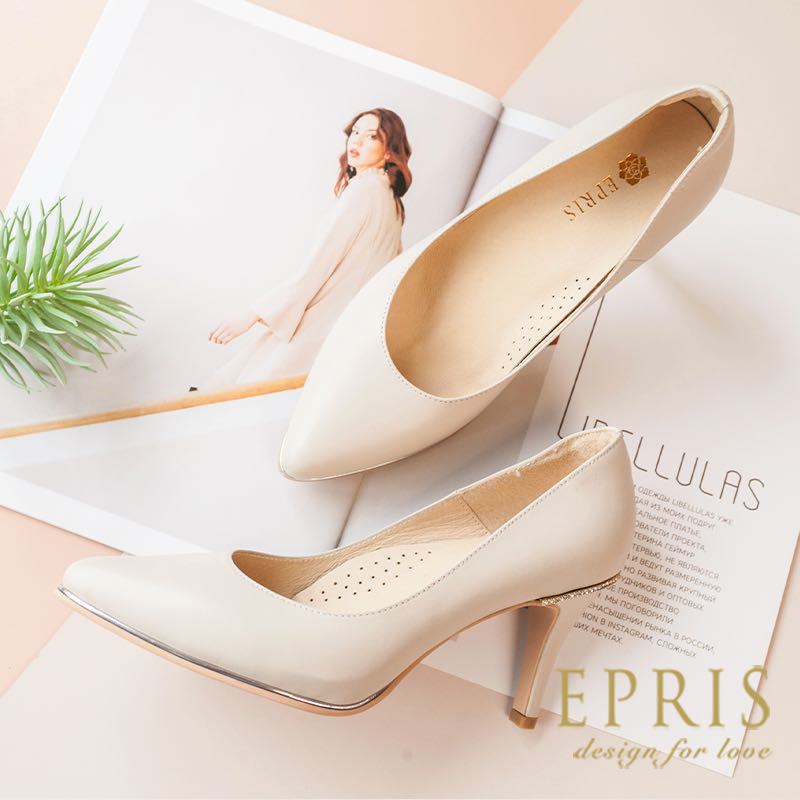 現貨 素面經典 文青公主II 裸顏女神-P402 全真皮牛皮高跟尖頭鞋 裸色婚鞋 高跟鞋牌子 台灣女鞋推薦 版型偏小21-26 EPRIS艾佩絲-氣質裸