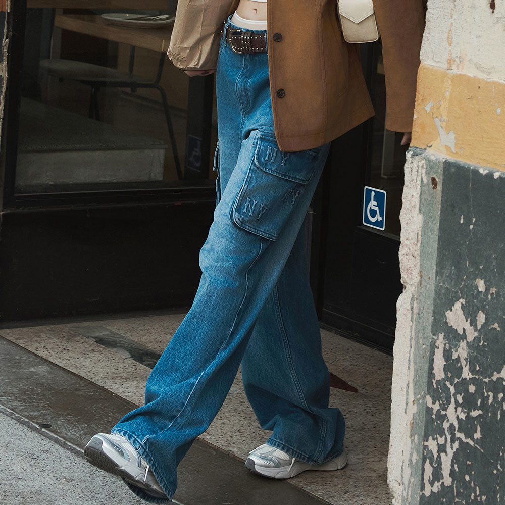 MLB 女版丹寧牛仔褲 Monogram系列 紐約洋基隊 (3FDPM0444-50INS)