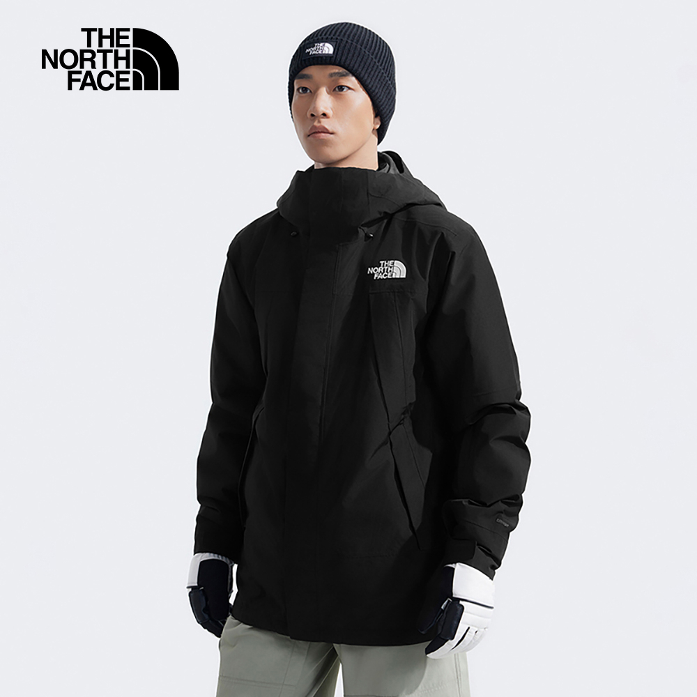 The North Face北面男款黑色DryVent防水透氣保暖連帽鋪棉內裡三合一外套｜82VO4GZ