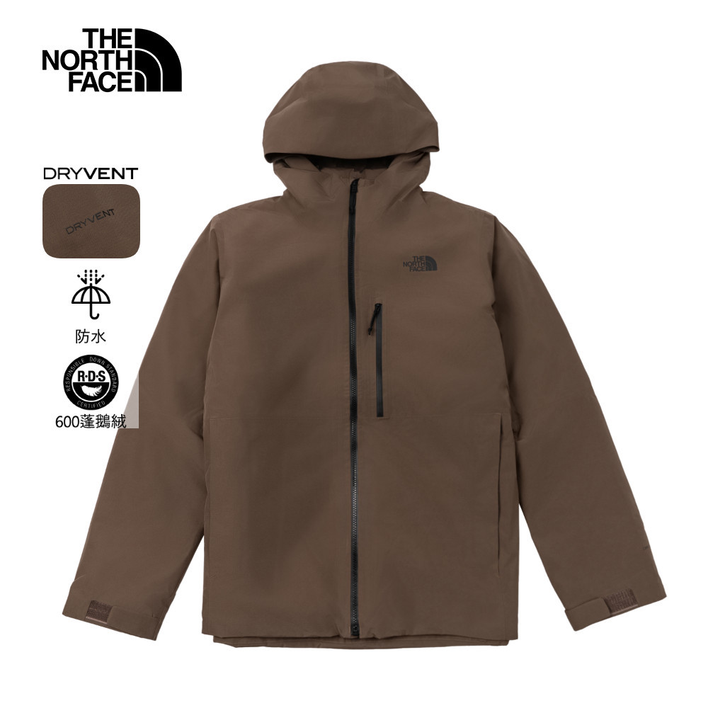 The North Face北面男款棕色DryVent防水透氣保暖連帽羽絨內裡三合一外套｜83SL1OI
