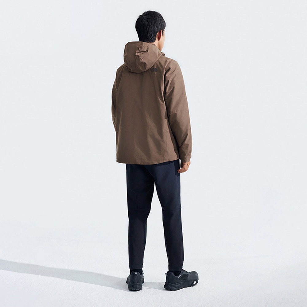 The North Face北面男款棕色DryVent防水透氣保暖連帽羽絨內裡三合一外套｜83SL1OI