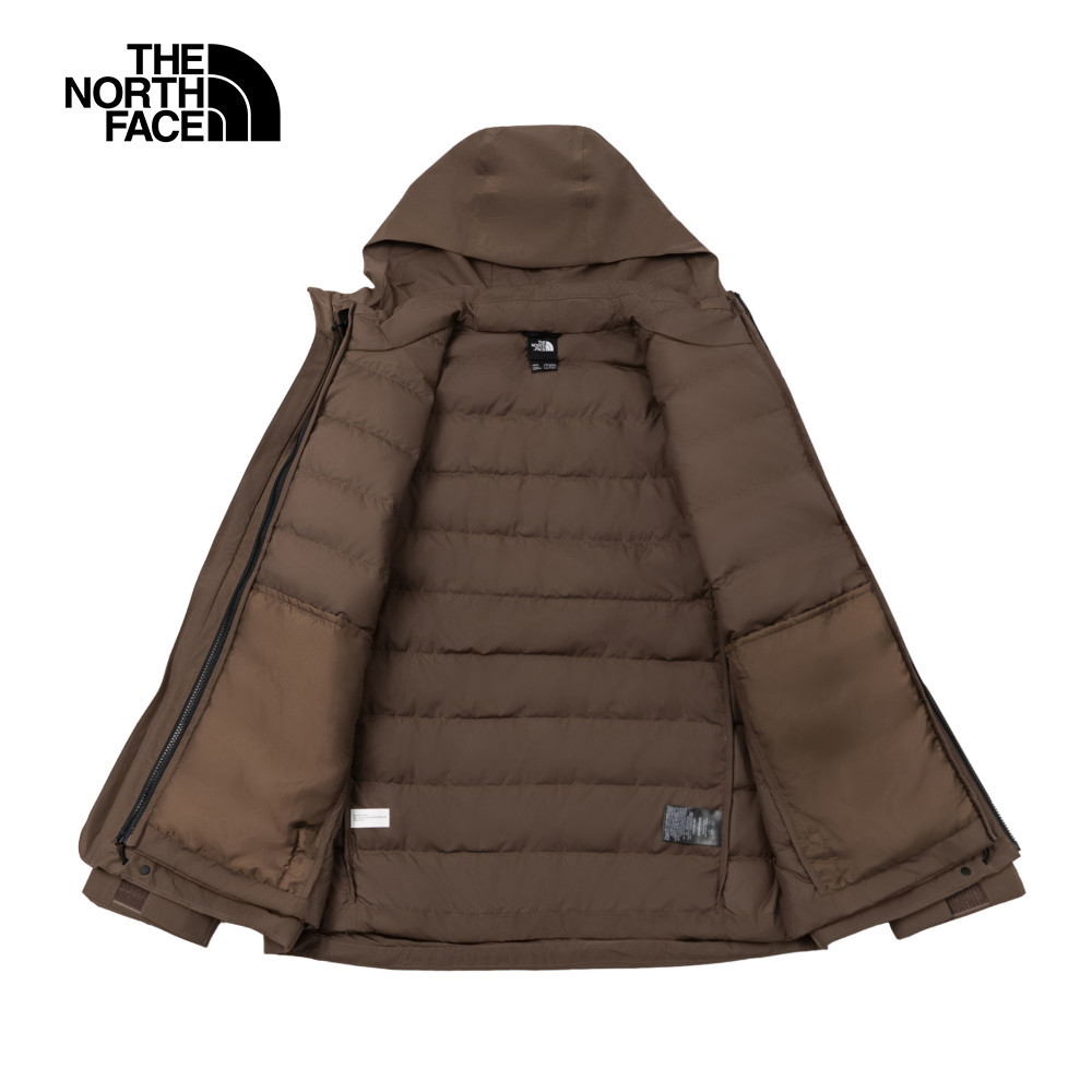 The North Face北面男款棕色DryVent防水透氣保暖連帽羽絨內裡三合一外套｜83SL1OI