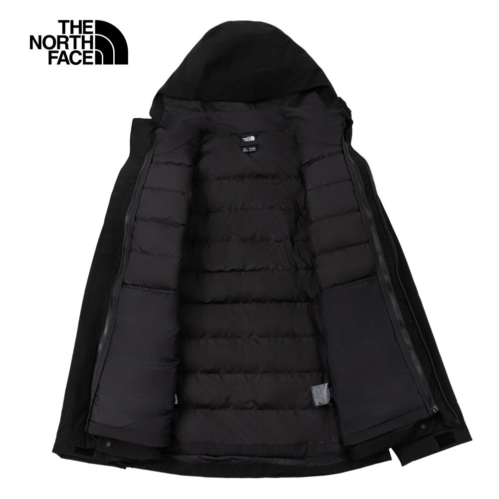 The North Face北面男款黑色DryVent防水透氣保暖連帽羽絨內裡三合一外套｜83SL4HF