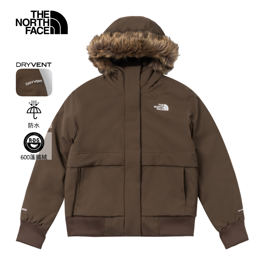 The North Face北面女款棕色DryVent防水透氣保暖連帽羽絨外套｜83SV1OI｜运