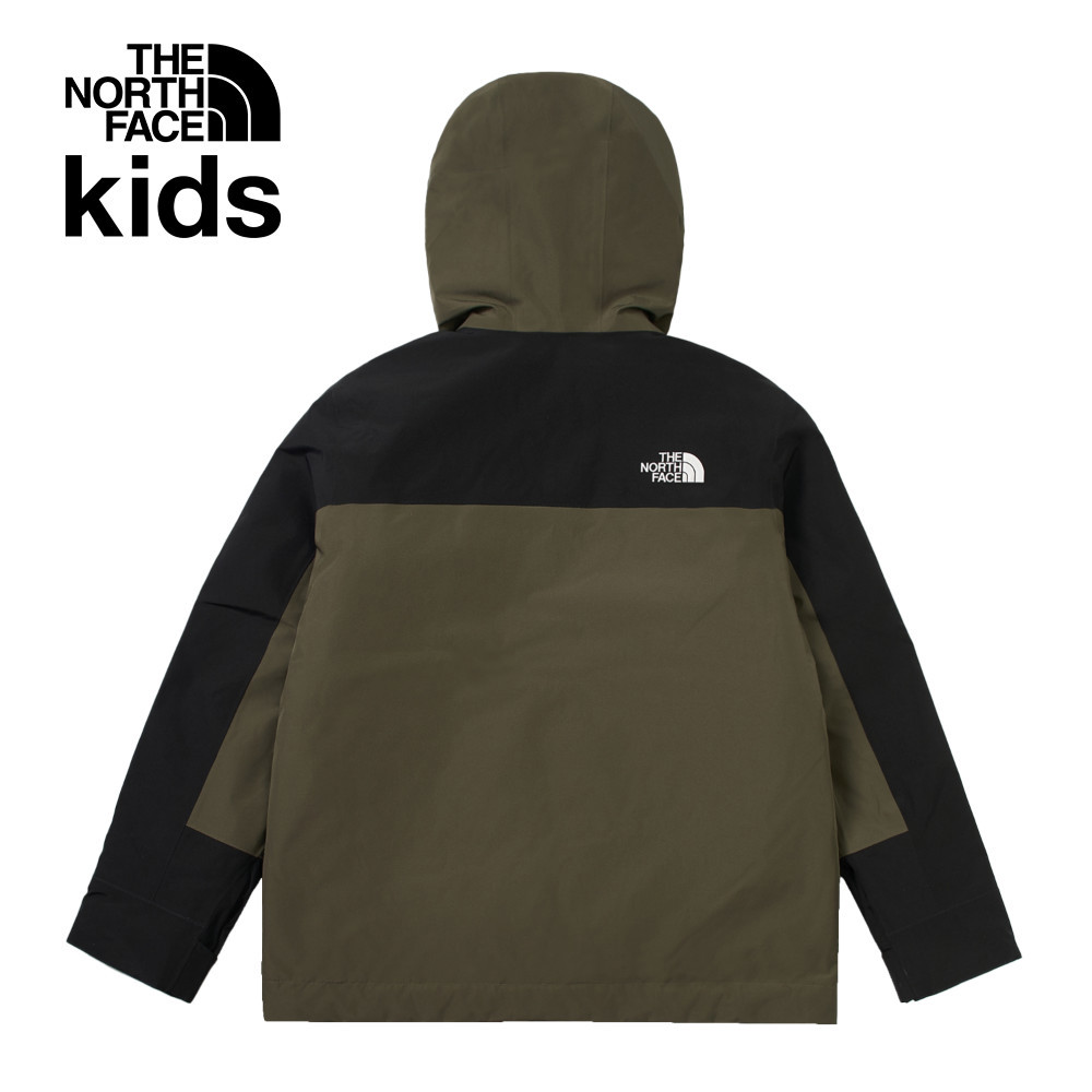 The North Face北面兒童綠黑拼接DryVent防水透氣連帽鋪棉內裡三合一外套｜89XQBQW