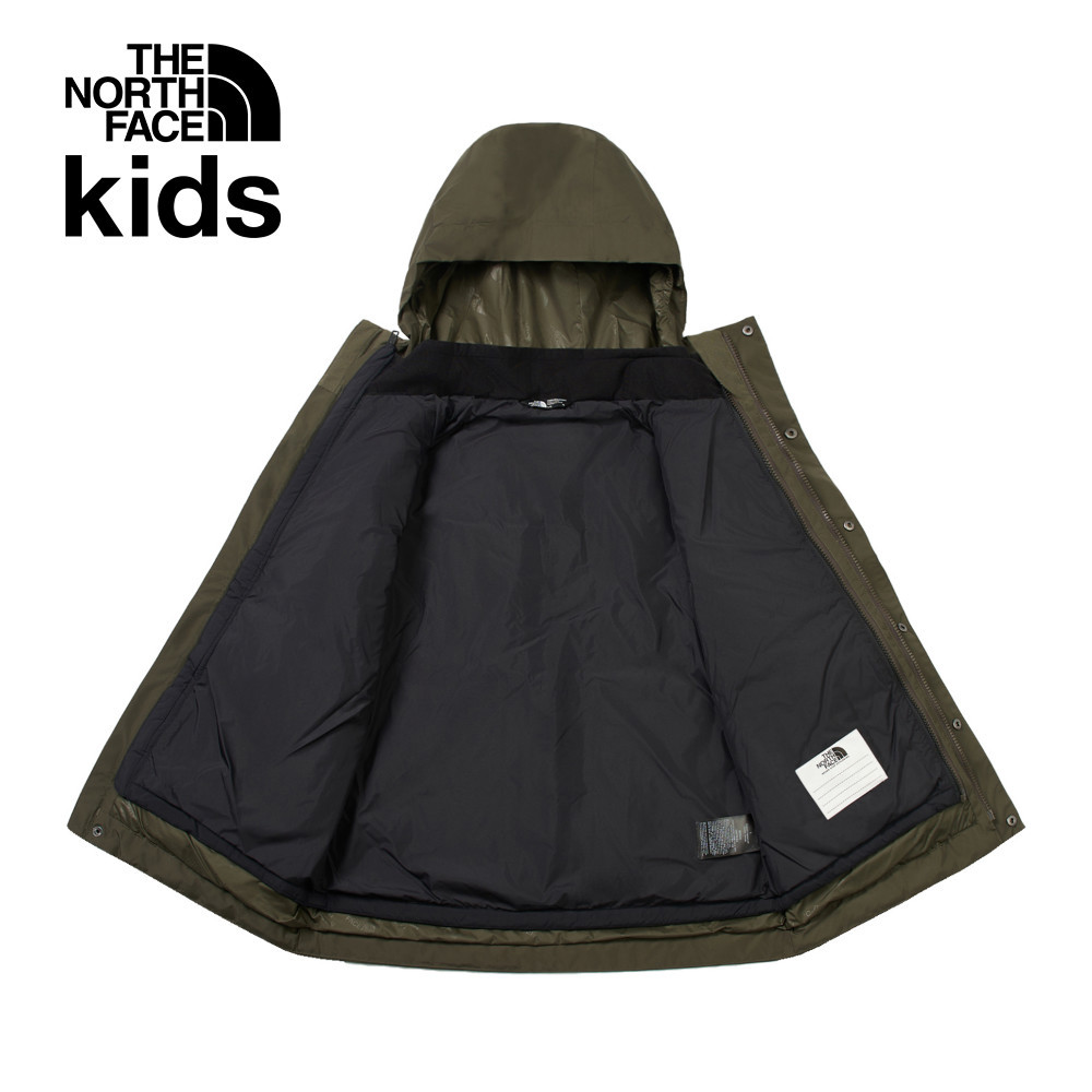 The North Face北面兒童綠黑拼接DryVent防水透氣連帽鋪棉內裡三合一外套｜89XQBQW
