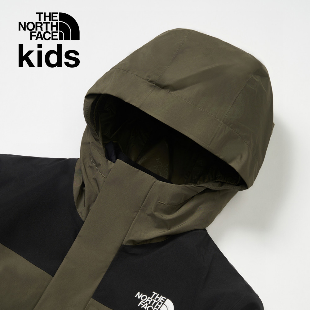 The North Face北面兒童綠黑拼接DryVent防水透氣連帽鋪棉內裡三合一外套｜89XQBQW