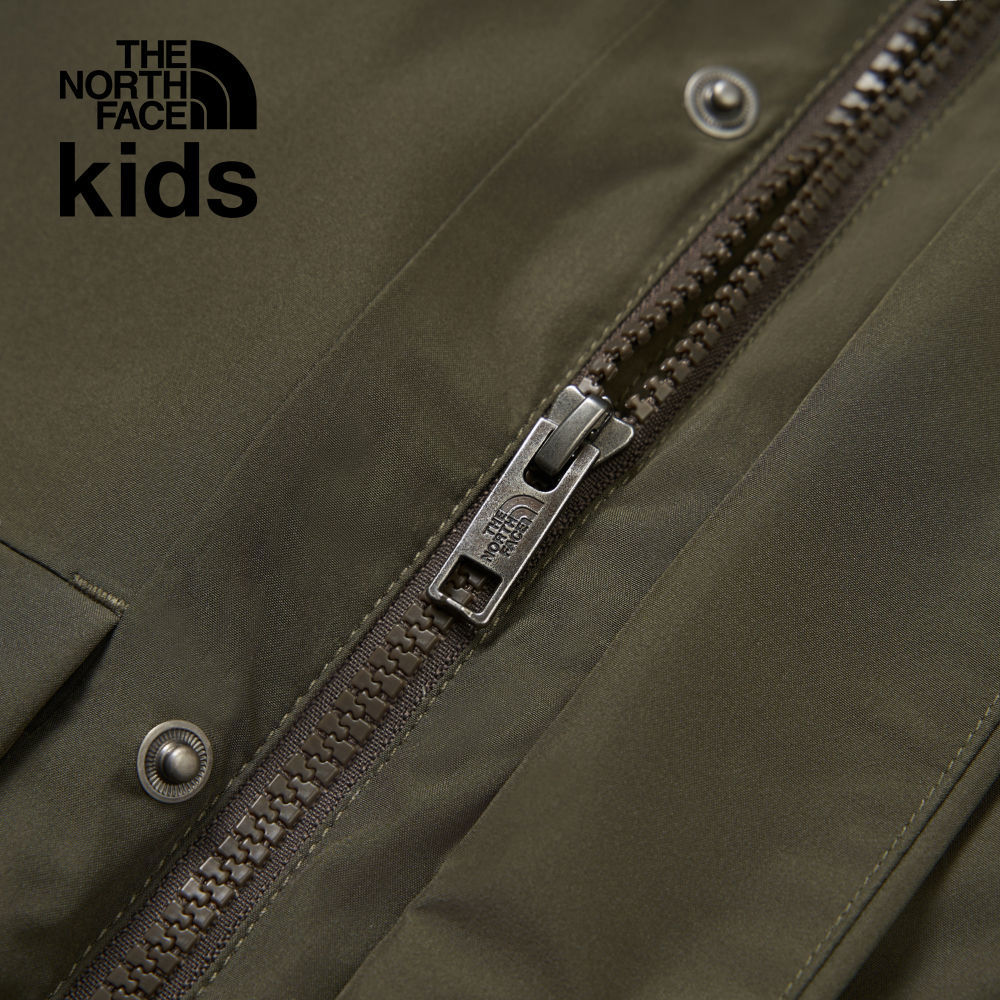 The North Face北面兒童綠黑拼接DryVent防水透氣連帽鋪棉內裡三合一外套｜89XQBQW