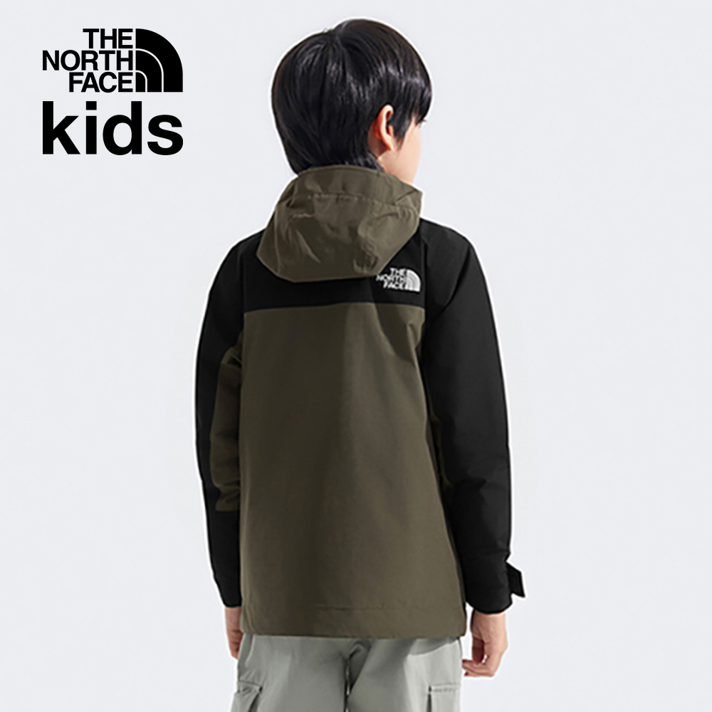 The North Face北面兒童綠黑拼接DryVent防水透氣連帽鋪棉內裡三合一外套｜89XQBQW