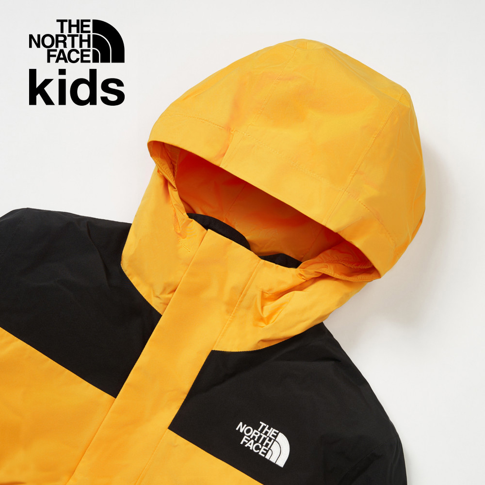 The North Face北面兒童黃黑拼接DryVent防水透氣連帽鋪棉內裡三合一外套｜89XQZU3