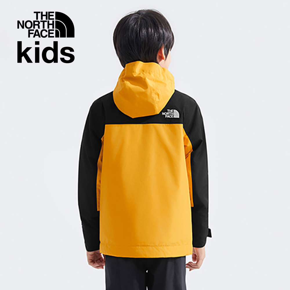 The North Face北面兒童黃黑拼接DryVent防水透氣連帽鋪棉內裡三合一外套｜89XQZU3