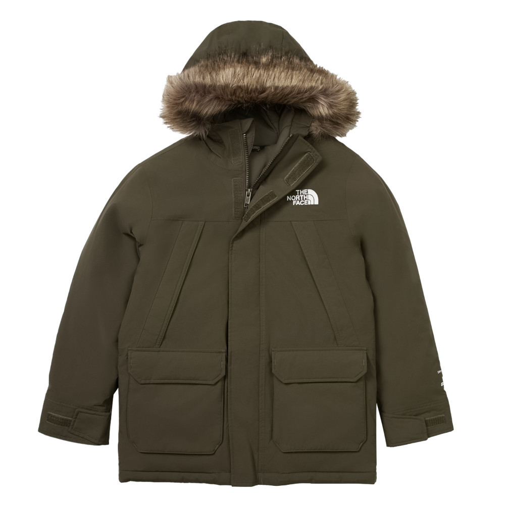 The North Face北面兒童灰褐色DryVent防水透氣保暖連帽羽絨外套｜8A2Z21L