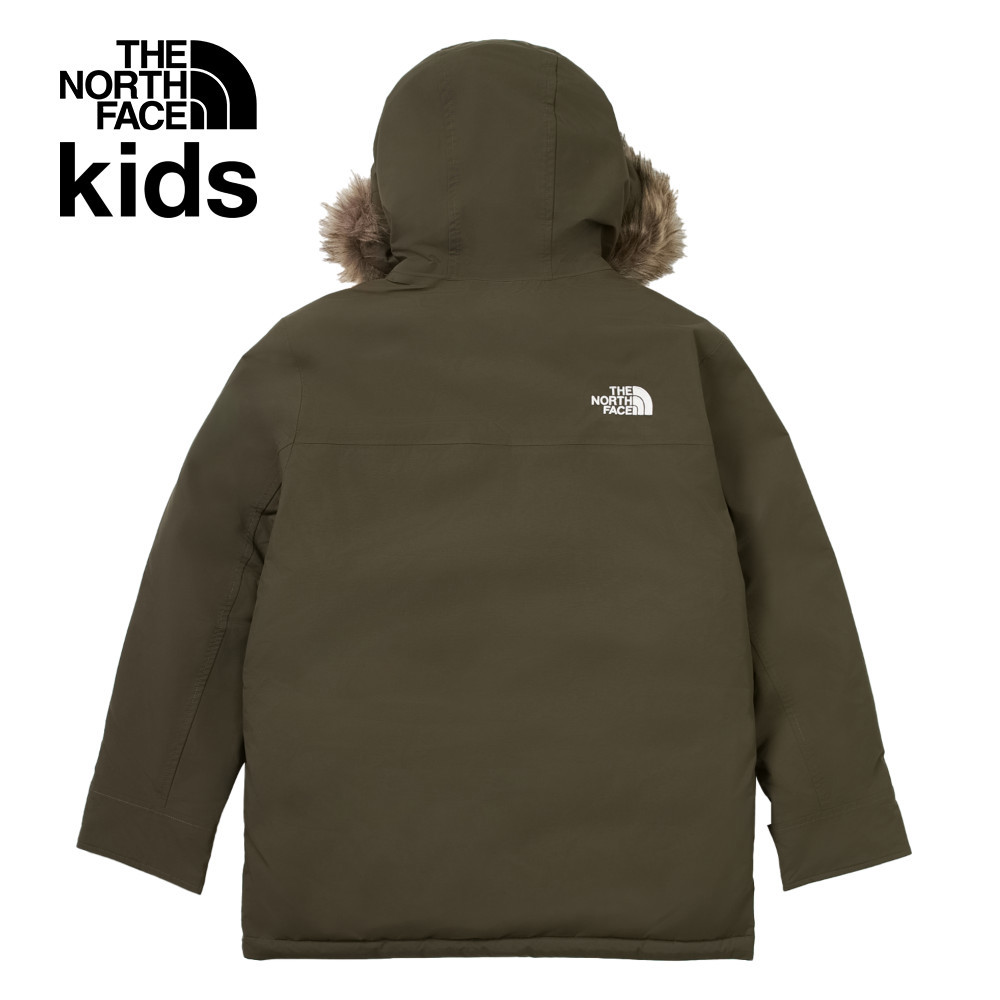 The North Face北面兒童灰褐色DryVent防水透氣保暖連帽羽絨外套｜8A2Z21L