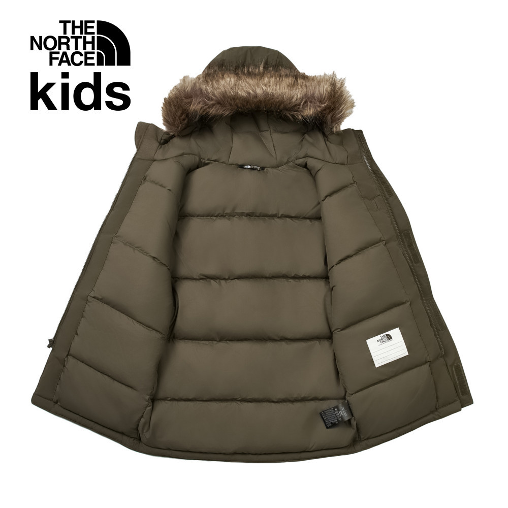 The North Face北面兒童灰褐色DryVent防水透氣保暖連帽羽絨外套｜8A2Z21L