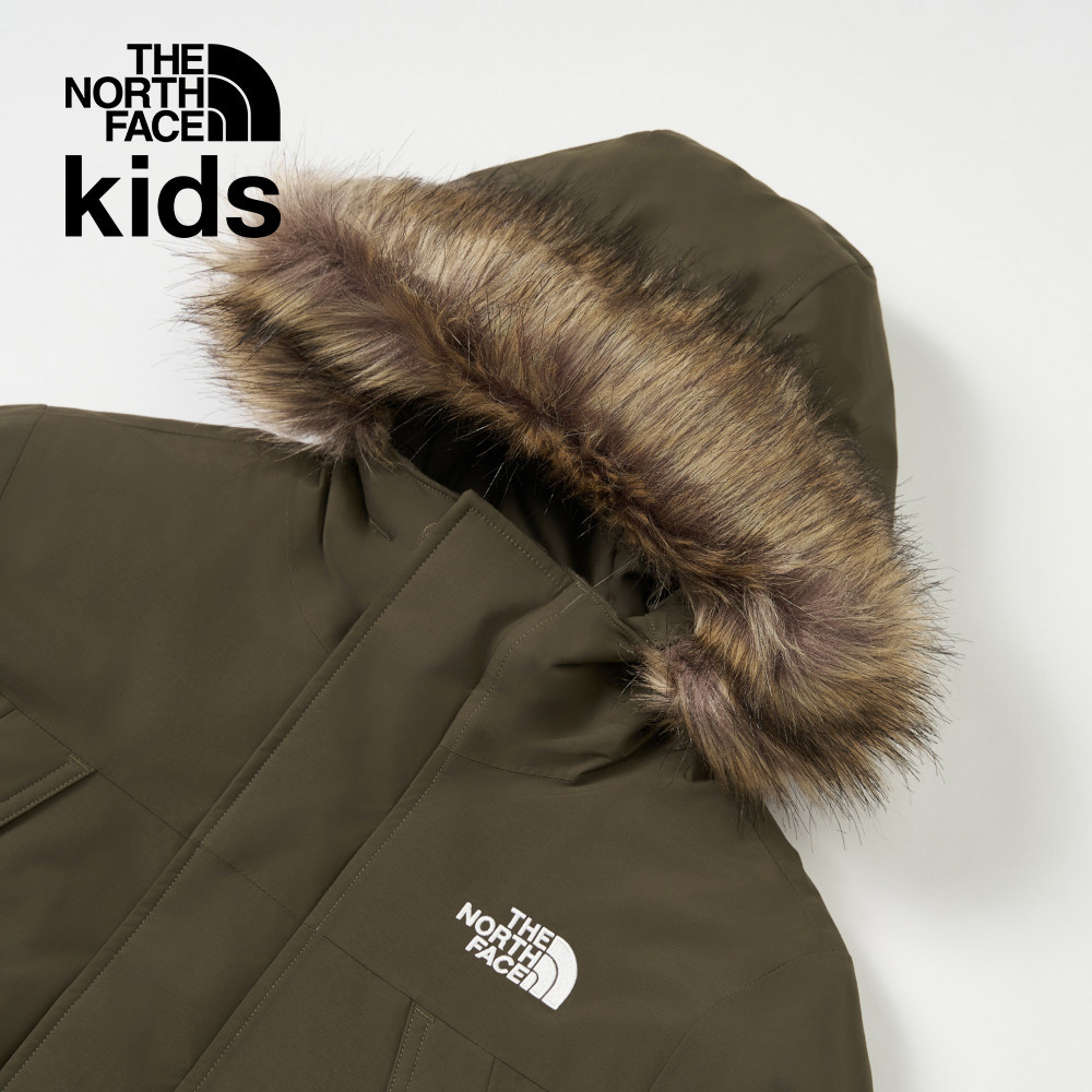 The North Face北面兒童灰褐色DryVent防水透氣保暖連帽羽絨外套｜8A2Z21L