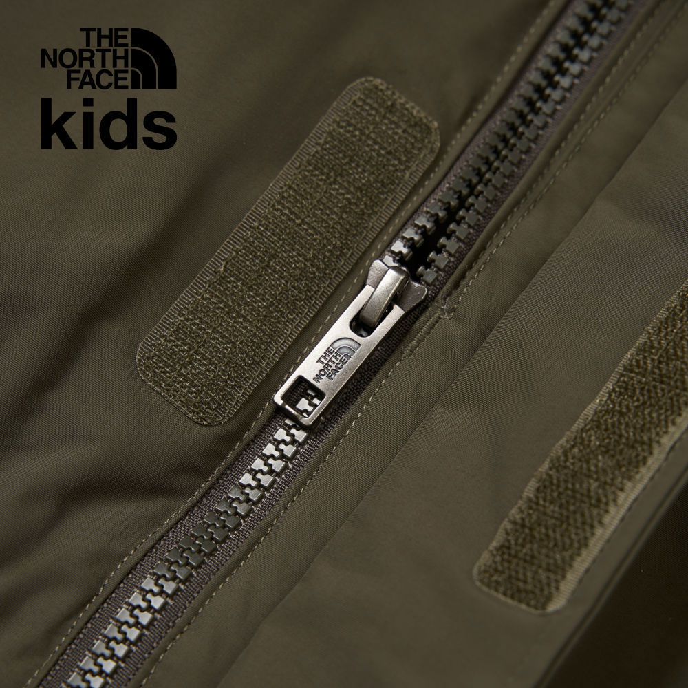 The North Face北面兒童灰褐色DryVent防水透氣保暖連帽羽絨外套｜8A2Z21L