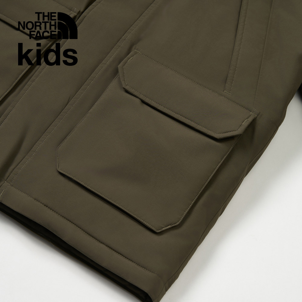 The North Face北面兒童灰褐色DryVent防水透氣保暖連帽羽絨外套｜8A2Z21L