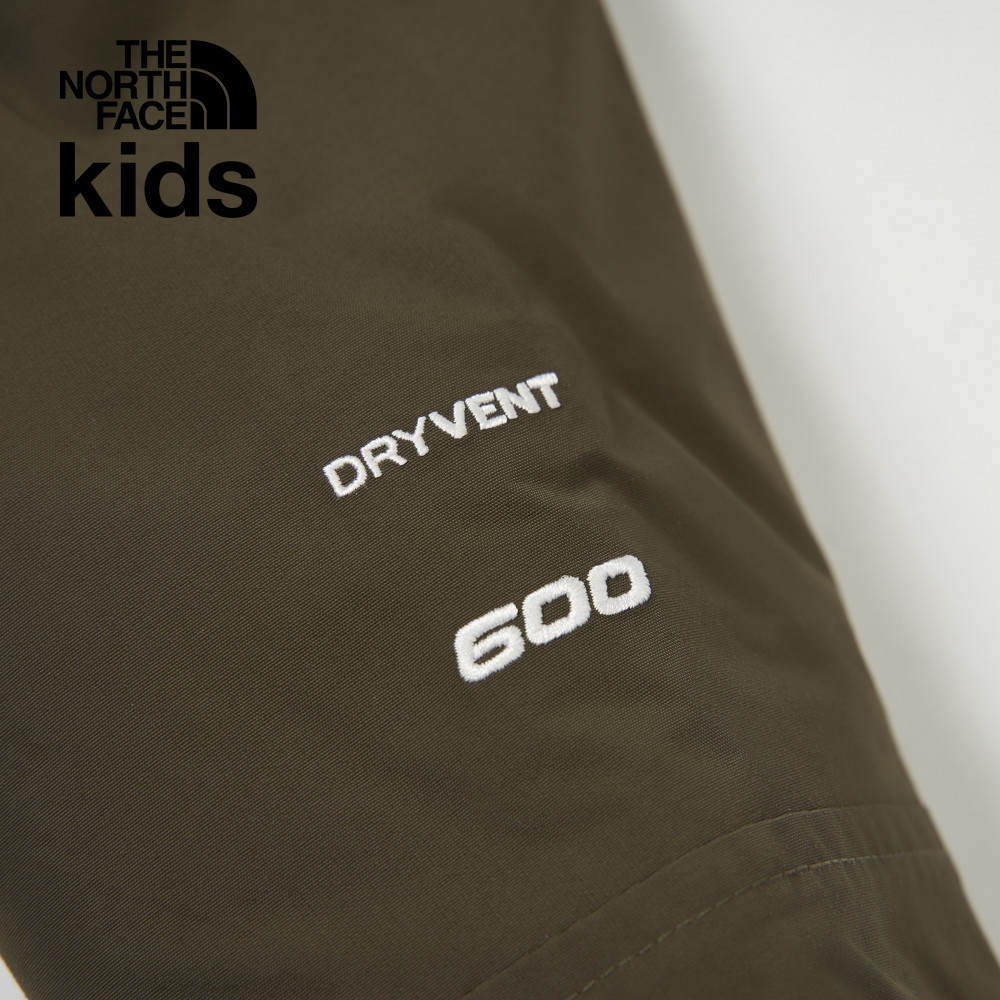 The North Face北面兒童灰褐色DryVent防水透氣保暖連帽羽絨外套｜8A2Z21L