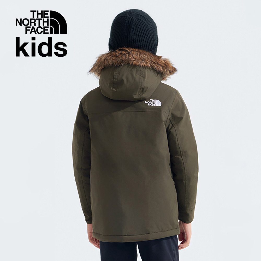 The North Face北面兒童灰褐色DryVent防水透氣保暖連帽羽絨外套｜8A2Z21L