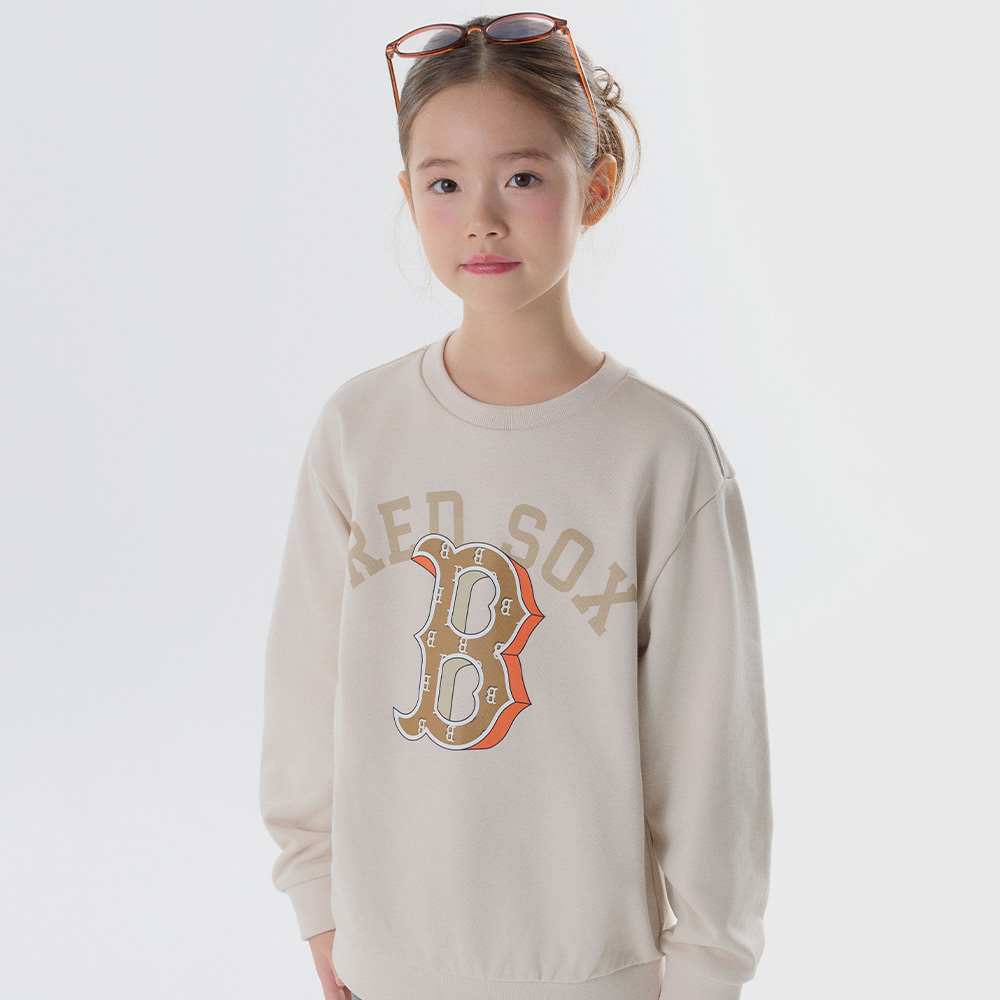 MLB KIDS 大學T 童裝 Monogram系列 波士頓紅襪隊 (7AMTMT144-43CRM)