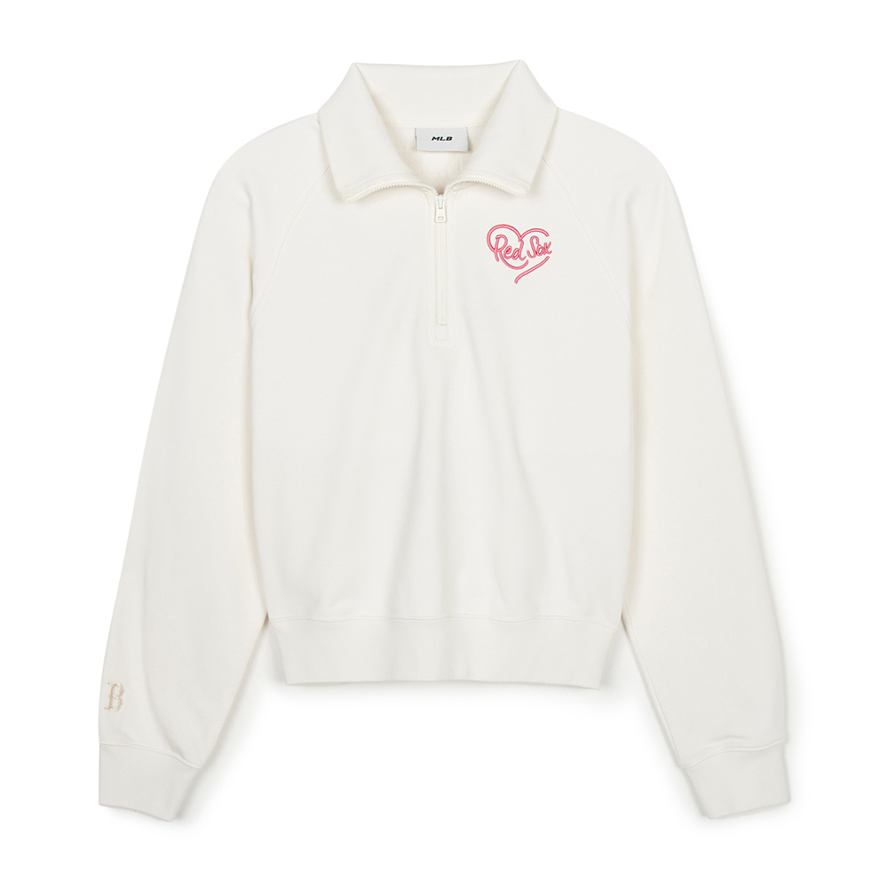 MLB 女版半拉鍊長袖大學T Heart系列 波士頓紅襪隊 (3FMTH1044-43CRS)