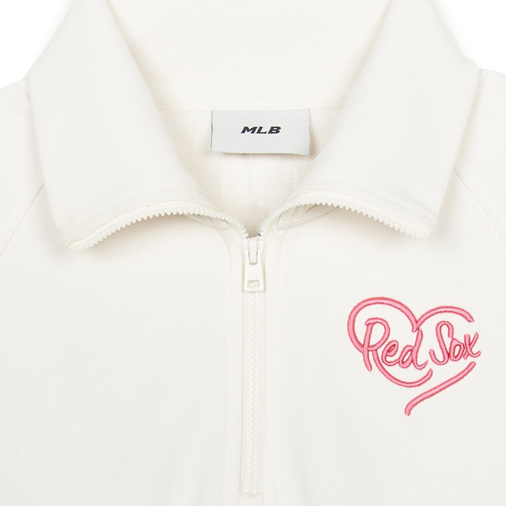 MLB 女版半拉鍊長袖大學T Heart系列 波士頓紅襪隊 (3FMTH1044-43CRS)