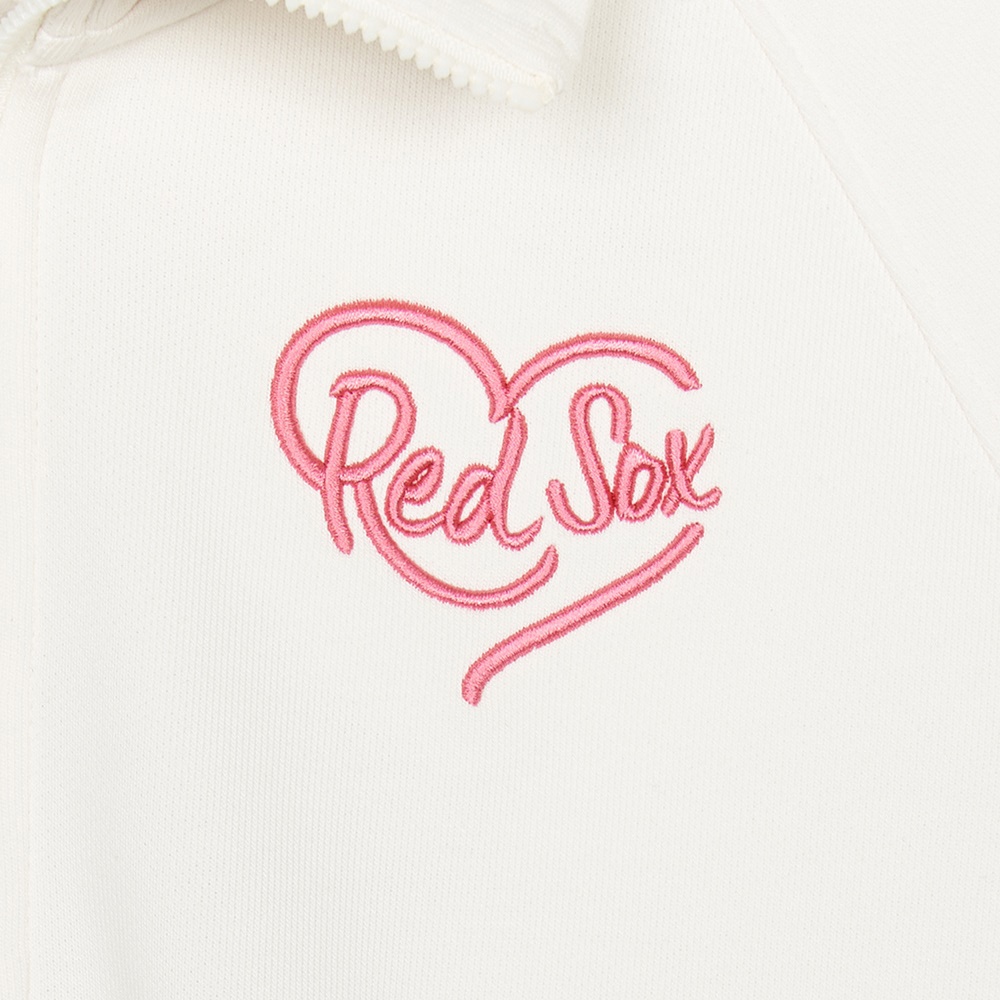 MLB 女版半拉鍊長袖大學T Heart系列 波士頓紅襪隊 (3FMTH1044-43CRS)
