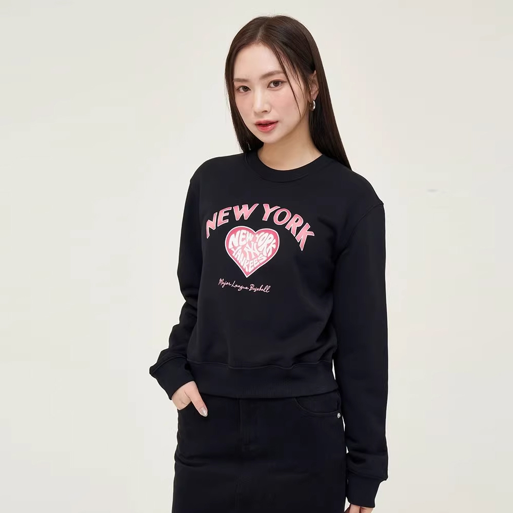 MLB 女版長袖大學T Heart系列 紐約洋基隊 (3FMTH1144-50BKS)