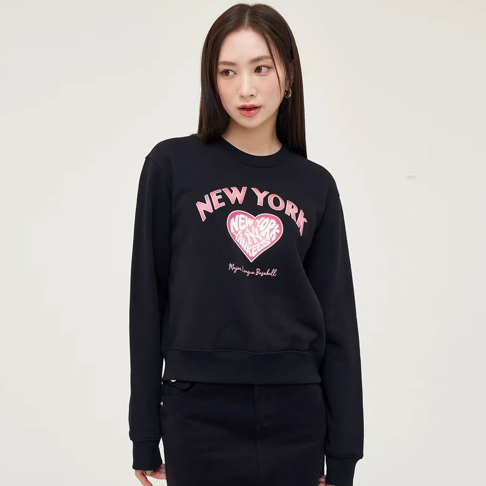 MLB 女版長袖大學T Heart系列 紐約洋基隊 (3FMTH1144-50BKS)