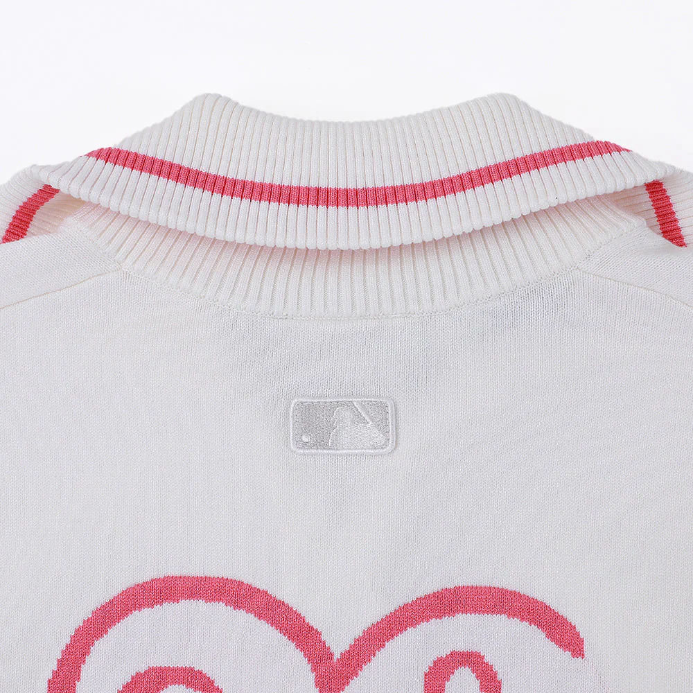 MLB 女版半拉鍊針織毛衣 Heart系列 波士頓紅襪隊 (3FKPH0144-43CRS)