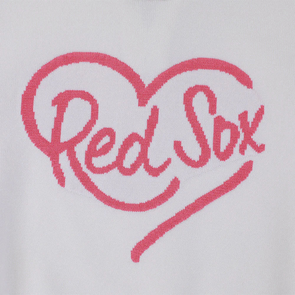MLB 女版半拉鍊針織毛衣 Heart系列 波士頓紅襪隊 (3FKPH0144-43CRS)