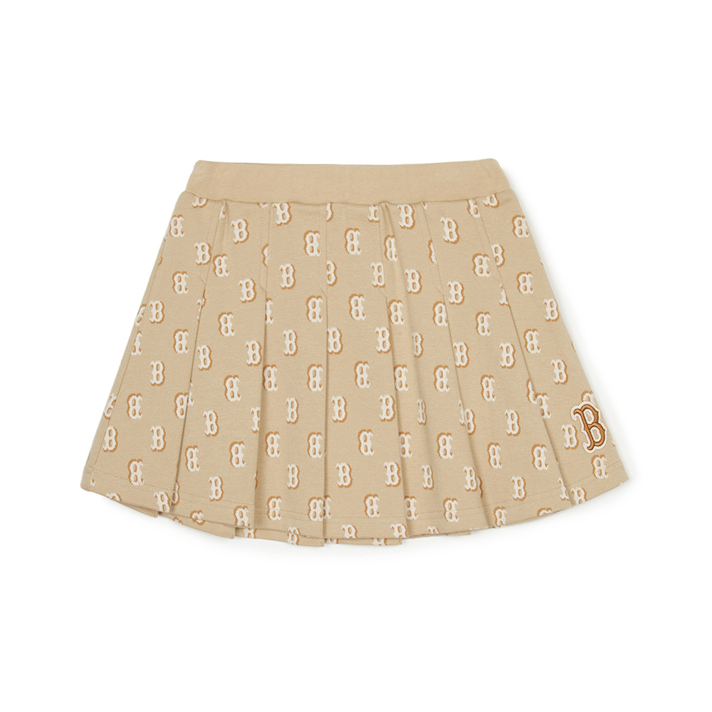 MLB KIDS 短裙 百褶裙 童裝 Monogram系列 波士頓紅襪隊 (7FSKM0144-43BGP)