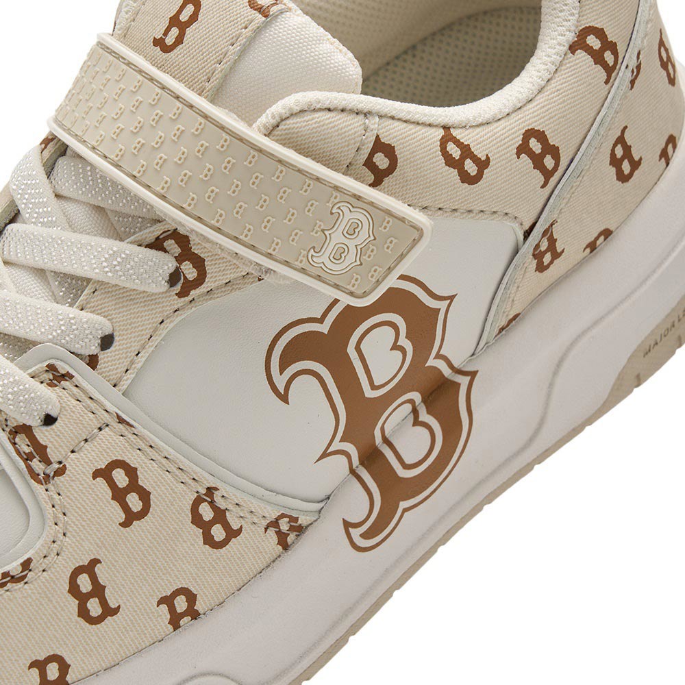 MLB KIDS 牛仔丹寧Monogram老爹鞋 學長鞋 童鞋 Chunky Liner 波士頓紅襪隊 (7ASXLM44N-43CRD)