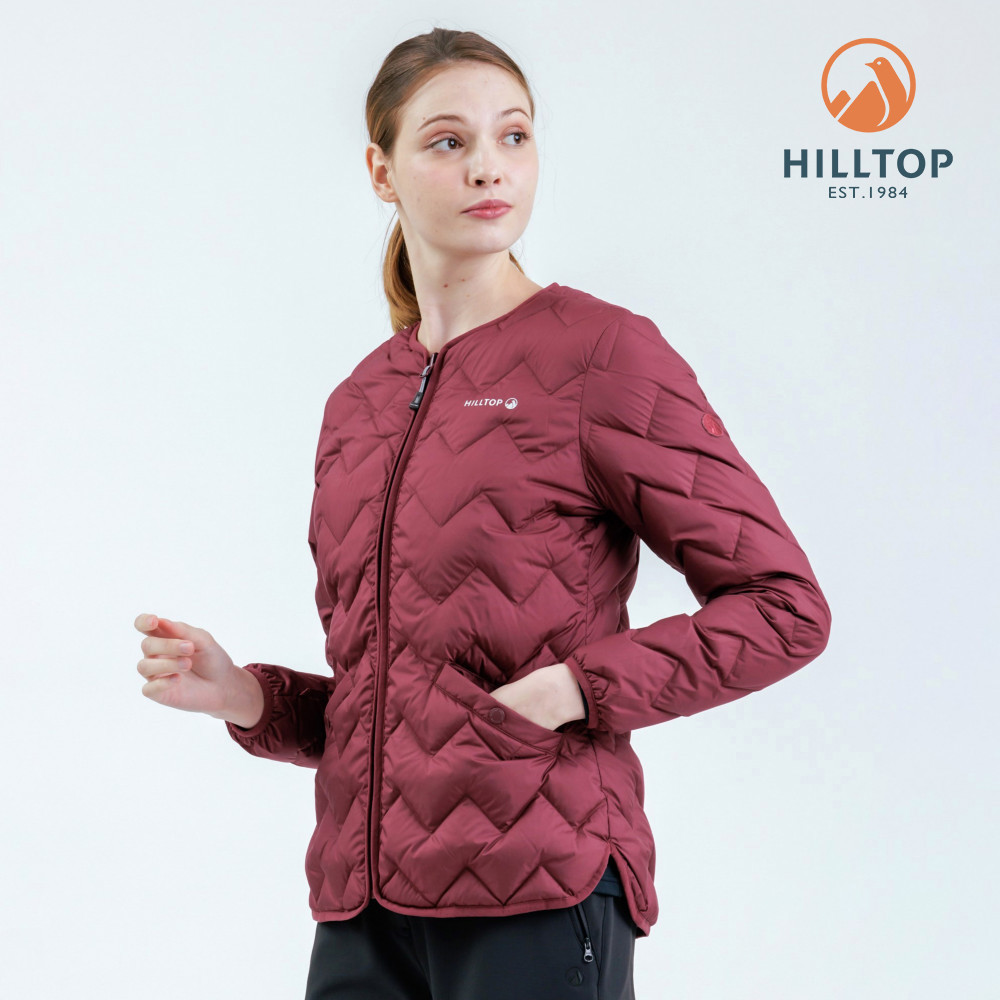 HILLTOP山頂鳥 超潑水石墨烯保暖蓄熱羽絨短大衣外套 (可銜接GORE-TEX外件)  女款 栗紅｜PF22XF28ECH0